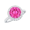 thumbnail image 1 of Rosec Jewels Lab Grown Pink Sapphire Ring with Diamond Halo for Women - AAAA Grade, 18K White Gold, US 6.50, 1 of 8
