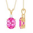 thumbnail image 1 of Rosec Jewels Lab Grown Pink Sapphire Solitaire Pendant with Moissanite (8X10 mm Oval Shape), 10K Yellow Gold, 1 of 6