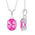 thumbnail image 1 of Rosec Jewels Lab Grown Pink Sapphire Solitaire Pendant with Moissanite (8X10 mm Oval Shape), 18K White Gold, 1 of 7