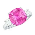 thumbnail image 1 of Rosec Jewels Lab Grown Pink Sapphire Solitaire Ring with Moissanite - 10 mm - AAAA Grade, 14K White Gold, US 9.00, 1 of 7