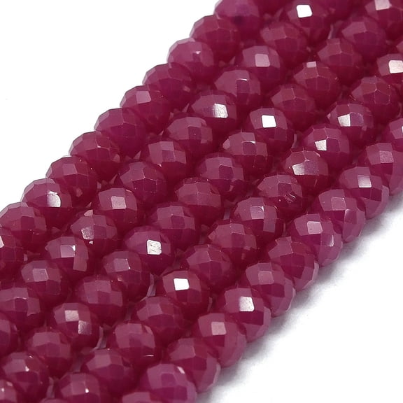 Lab Grown Red Corundum Beads Strands Faceted Rondelle 5x3~3.5mm Hole: 0.7mm about 114~116pcs/strand 15.35~15.47 inch(39~39.3cm)