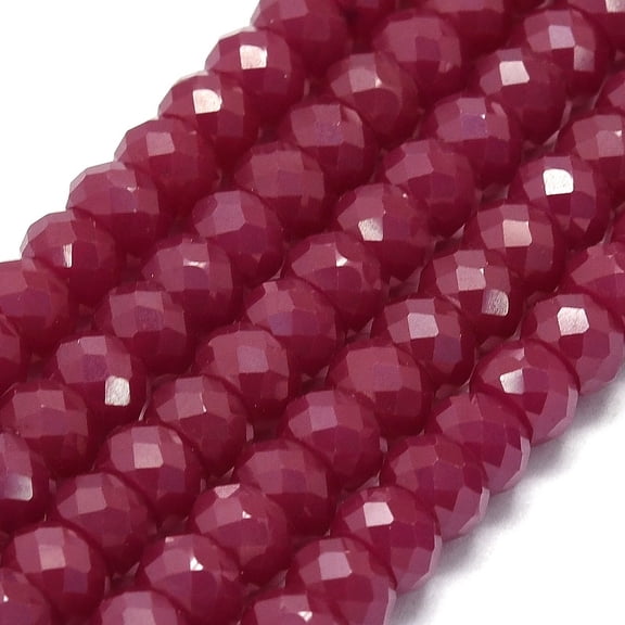 Lab Grown Red Corundum Beads Strands Faceted Rondelle 6x4mm Hole: 0.8mm about 95~97pcs/strand 15.16~15.28 inch(38.5~38.8cm) DIY