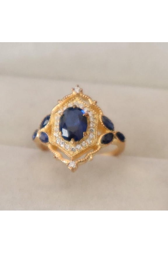 Lab-Grown Regal Sapphire Ring in 14k Solid Gold, Rose Gold, or White Gold