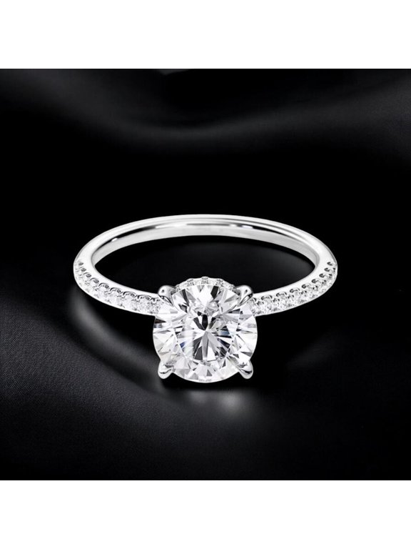 Lab Grown Round Cut Diamond Ring IGI CVD 2.32 Carat E F VVS 14k White Gold 5 6 7