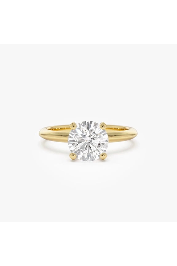 Lab Grown Round Cut Diamond Wedding Ring Bypass 10k Yellow Gold Plated