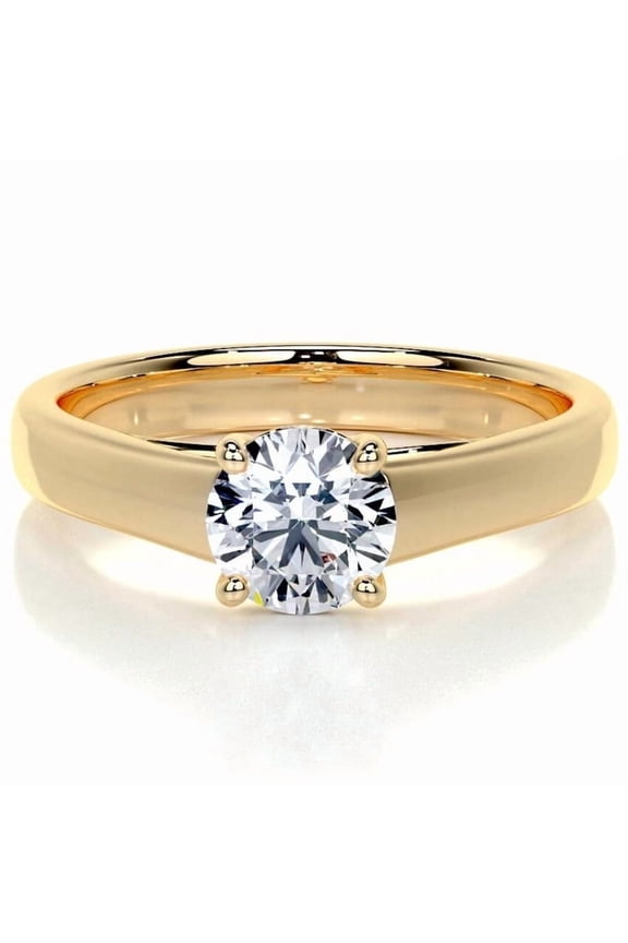 Lab Grown Round Cut Diamond Wedding Ring Bypass 10k Yellow Gold Plated