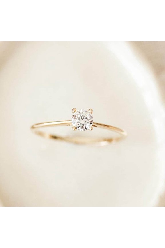 Lab Grown Round Cut Diamond Wedding Ring Bypass 10k Yellow Gold Plated