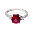 thumbnail image 1 of Lab Grown Ruby Cushion Three Stone Ring, 1 of 9
