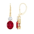 thumbnail image 1 of Lab Grown Ruby Drop Earrings with Moissanite for Women, Lever Back Earrings - AAAA Grade, 18K Yellow Gold, 1 of 8