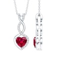 thumbnail image 1 of Rosec Jewels Lab Grown Ruby Heart Pendant (0.9 Ct, AAAA Quality) - Infinity Dangle Necklace - Ready to Gift, 10K White Gold, 1 of 6