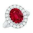 thumbnail image 1 of Rosec Jewels Lab Grown Ruby Ring with Moissanite Halo, Vintage Inspired Ring - AAAA Grade, 18K White Gold, US 13.00, 1 of 8