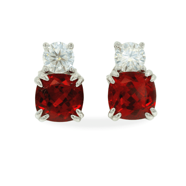 Ruby Studs for Women Earrings Cushion Cut Lab Grown 1.40ct 925 Sterling Silver Gift for Her