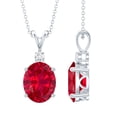 thumbnail image 1 of Lab Grown Ruby Solitaire Pendant for Women with Moissanite (4 Carat) - AAAA Grade, 14K White Gold, 1 of 7