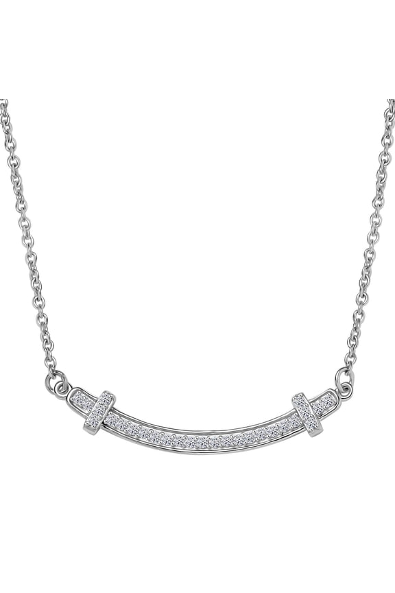Lab Grown White Diamond Round Rhodium Plated 925 Sterling Silver Necklace for Women Jewelry Gifts Size 18 inches Ct 0.3