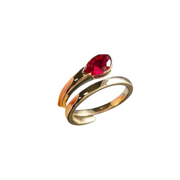 Samriddhi Creations Lab Made Faceted Ruby Ring, Gold Plated Promise Ring, Engagement Ring, Anniversary Gift for Women
