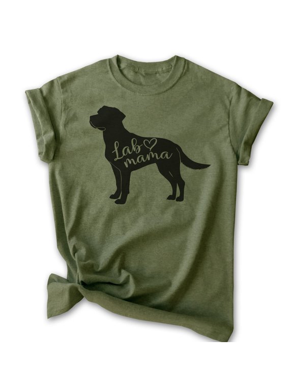 Lab Mama T-shirt, Unisex Women's Shirt, Labrador Retriever, Lab Owner, Best Dog Mama Gift, Heather Military Green, Medium