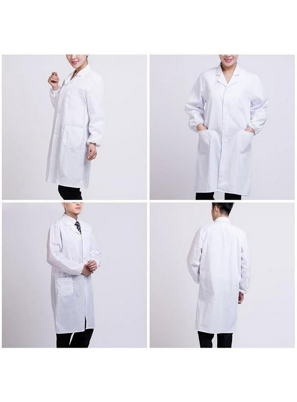 Lab Medical Coat Doctor Hospital Scientist School Fancy Dress Costume for Students Adults Professional Uniforms Long Sleeve Two Pocket Unisex White M