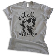 Lab Mom T-shirt, Unisex Womens Shirt, Labrador Retriever, Lab Owner, Best Dog Mom Gift, Dark Heather Gray, X-Small
