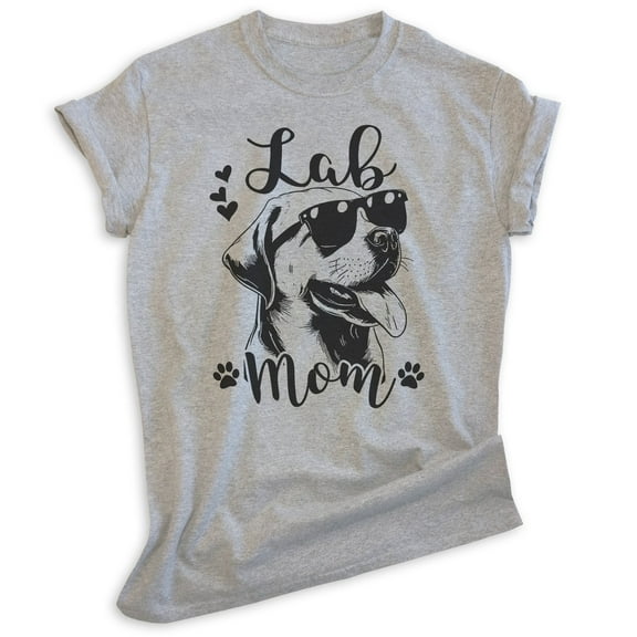 Lab Mom T-shirt, Unisex Women's Shirt, Labrador Retriever, Lab Owner, Best Dog Mom Gift, Heather Gray, Small