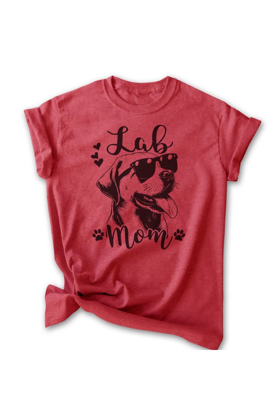 Lab Mom T-shirt, Unisex Women's Shirt, Labrador Retriever, Lab Owner, Best Dog Mom Gift, Heather Red, X-Large