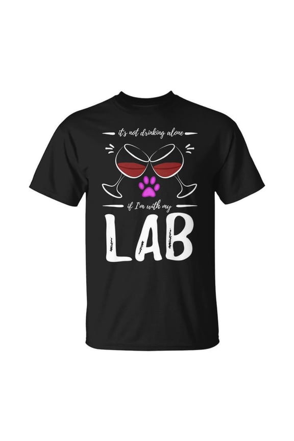 Lab Mom Wine Graphic Tee Unisex Adult Cotton – Dog Lover Shirt for Women, Casual Everyday Wear, Size M, Color Black