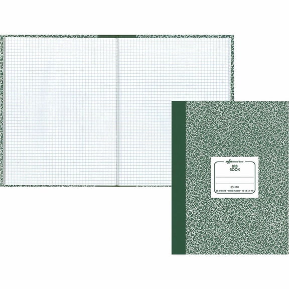 Lab Notebook, Quadrille Rule, Green Marble Cover, 10.13 X 7.88, 96 Sheets | Bundle of 5