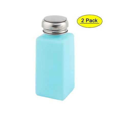 Lab Plastic Pumping Anti-flux Liquid Alcohol Bottle Container Blue 250ml 2pcs