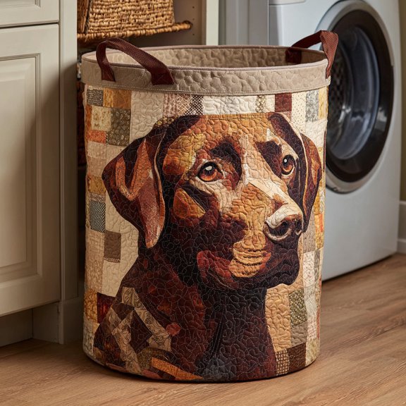 Lab Portrait Quilted Laundry Basket, Clothes Hamper Storage BagHousewarming Gift Ideas, Gift For Mom