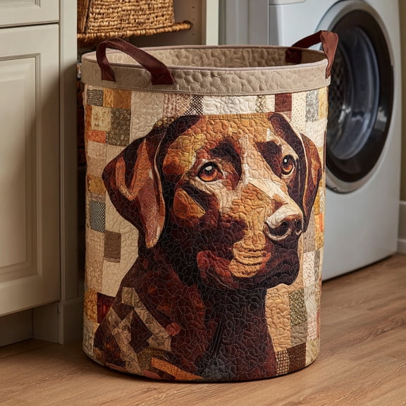 Lab Portrait Quilted Laundry Basket