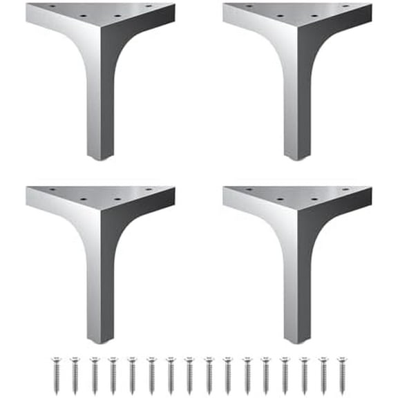 Lab Rated 1600lb Capacity - 4.75 Inch Modern Satin Nickel Furniture Legs, 4 Pack Solid Stainless Steel Square Table & Cabinet Feet for DIY Vanity, Desk, Bench, Shelves$$Tools & Hardware Other