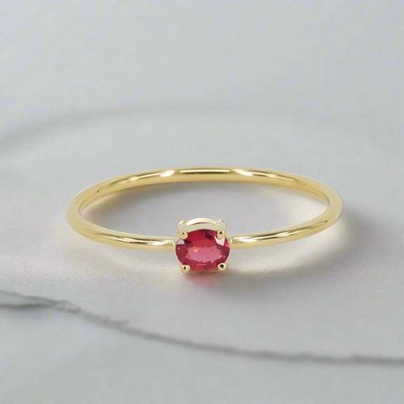 Lab Ruby Pome Ring in 14k Solid Gold, Rose Gold, or White Gold