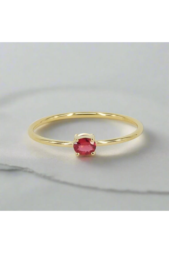 Lab Ruby Pome Ring in 14k Solid Gold, Rose Gold, or White Gold