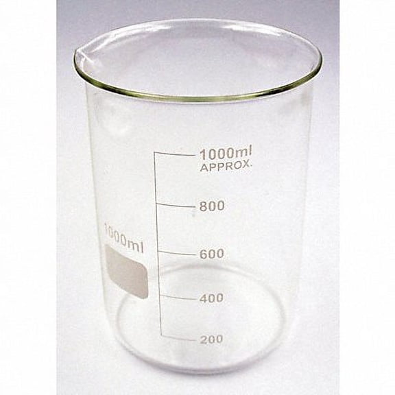 Lab Safety Supply Beaker,Low Form,1000mL,Non-Sterile,PK6 5YGZ7