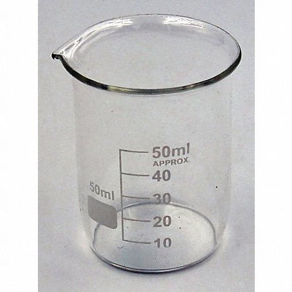 Lab Safety Supply Beaker,Low Form,50mL,Non-Sterile,PK12 5YGY9