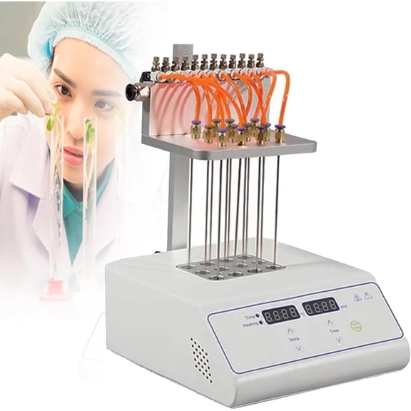 Lab Sample Evaporator, Nitrogen Sample Concentrator, Nitrogen Purge Concentrator, Adjustable Height, Copper Quick Connector And Time Temperature Settings, For Laboratory