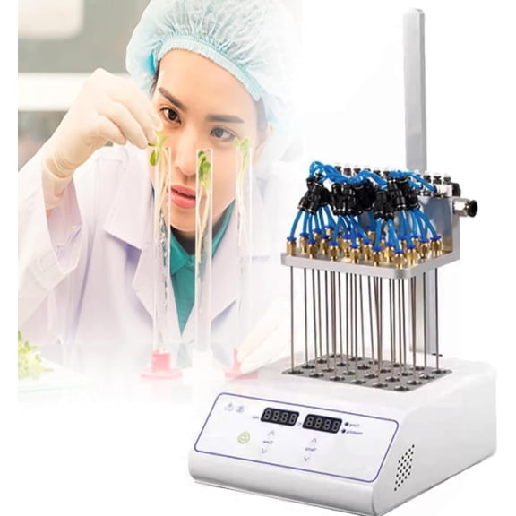 Lab Sample Evaporator, Nitrogen Sample Concentrator, Nitrogen Purge Concentrator, Adjustable Height, Copper Quick Connector And Time Temperature Settings, For Laboratory