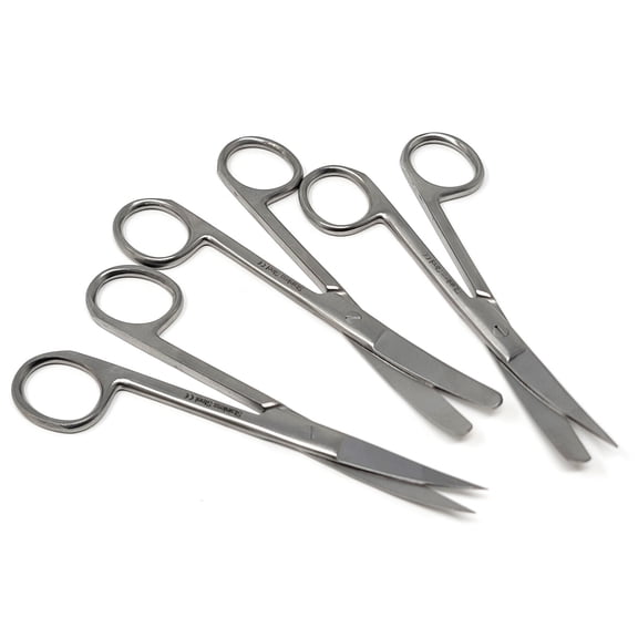 Lab Scissors 4.5" Curved Sharp/Sharp + Sharp/Blunt + Blunt/Blunt Ends Stainless Steel ShearsFor Student Practice Cutting Scissors Multipurpose - Set of 3