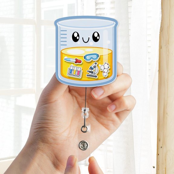 Lab Shaker Badge Reel, Cute Beaker Badge Holder, Laboratory Tech Badge Reel, Science Nurse Gift