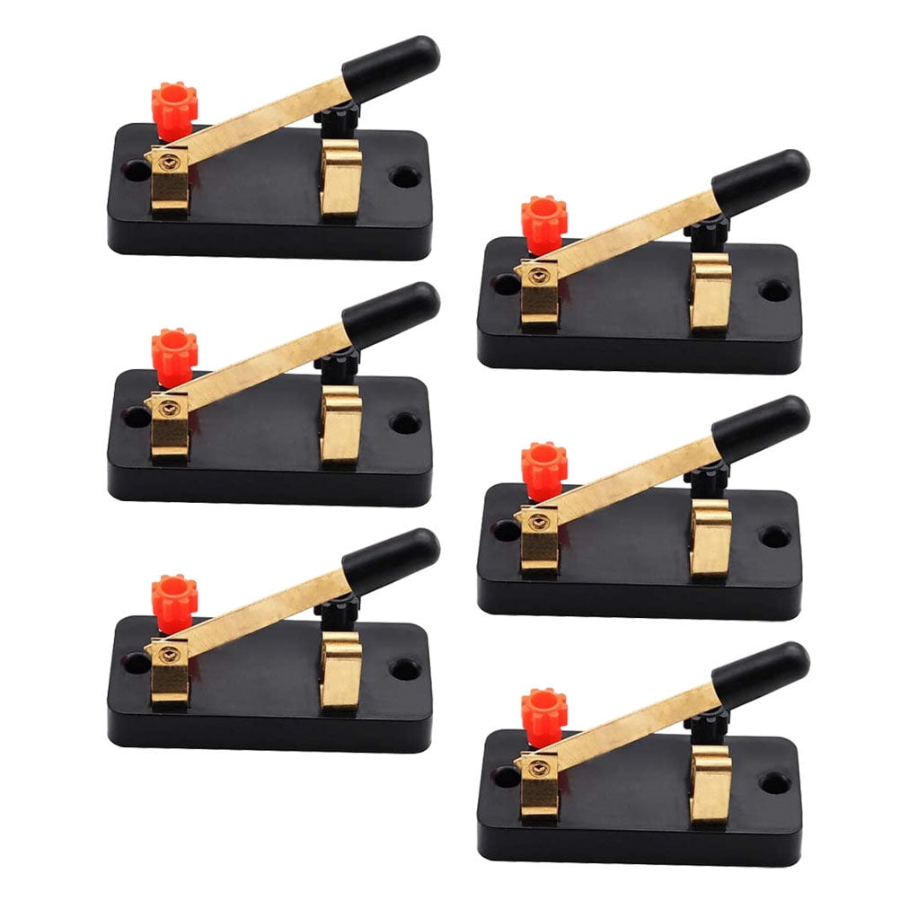 Lab Single Pole Switch Single Throw Switch Double Knife Plastic Copper Black 7.5X3.5CM 6 Pcs