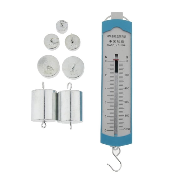 Lab Spring Balance Hook Weight Meter - Dual 10N, 1 kg, 50g 10g - 7 Weights