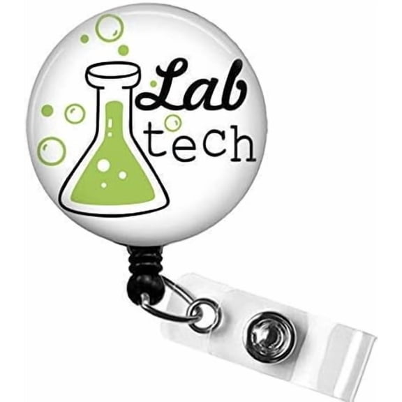 Lab Tech Badge Reel - Laboratory Science Beaker Retractable ID Holder, MLS MLT Lab Technician Gift