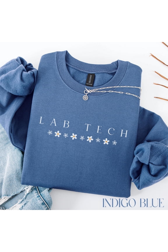 Lab Tech Crewneck TShirt Floral Design Lab Technician Gift