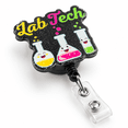 Science Lab Tech Lab Tech Retractable Badge Reel Black Glitter ID Card Holder for ...