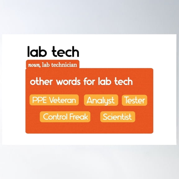 Lab Tech Synonyms, Scientist, Ppe Poster Wall Art, Modern Wall Decor, 8x12 UNFRAMED