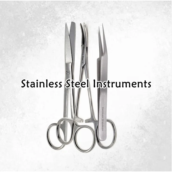 Lab Tweezers & Forceps with Straight Scissors Sharp/Blunt Blades Made of Stainless Steel Lab Kit For Students - Set of 3