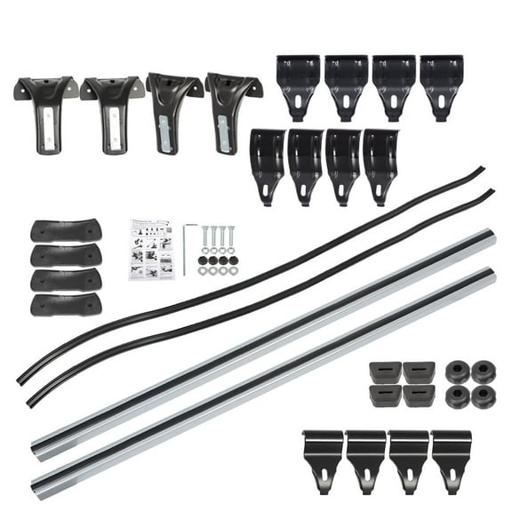 Lab Work Car Top Adjustable Aluminum Cross Bar Rack Universal Fit, 48" Length, Silver & Black