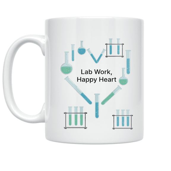 Lab Work Happy Heart Design - Medical Research Enthusiast - 11 oz Ceramic Coffee Mug