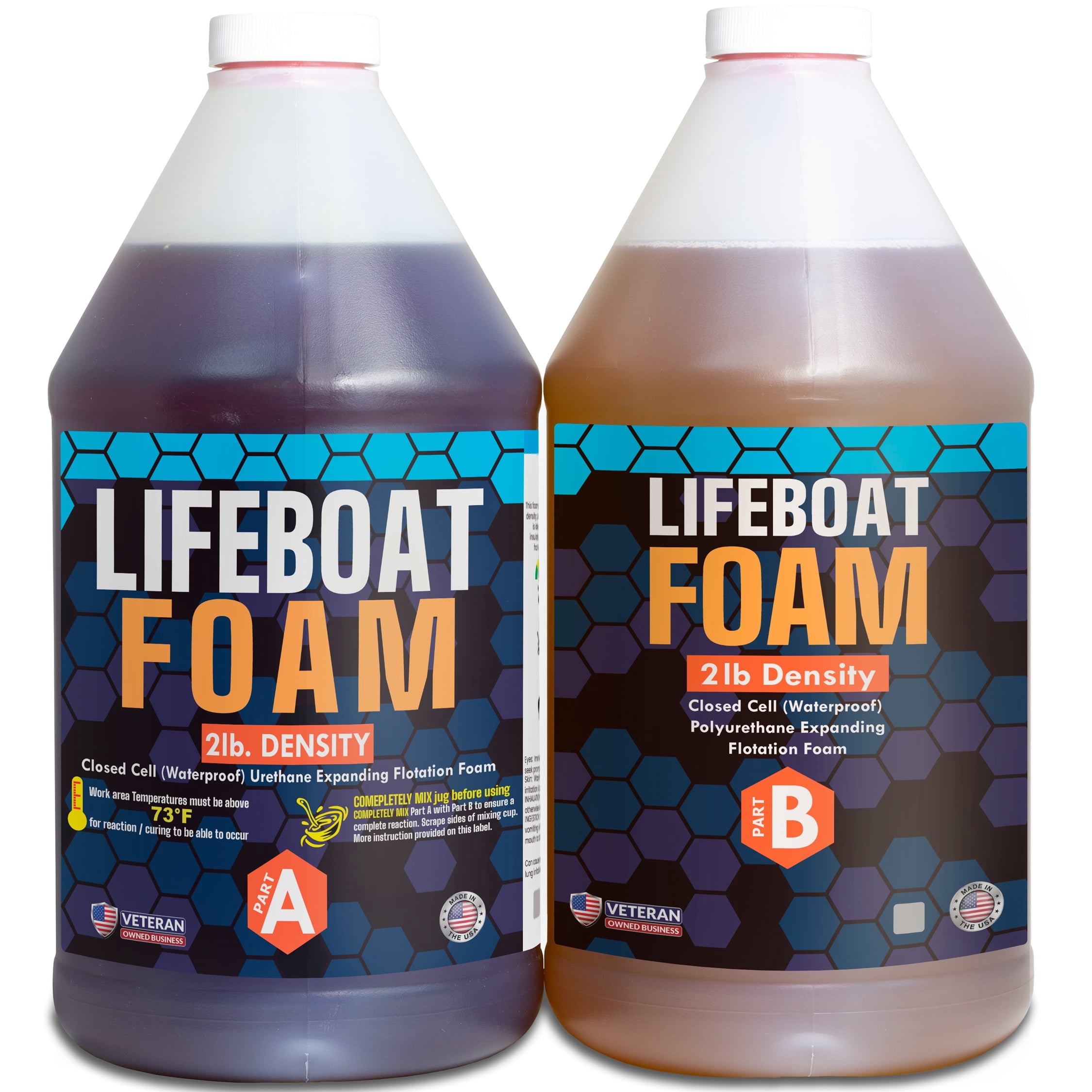 Lifeboat Urethane Pour Expanding Foam 2lb Density 1 Gallon Kit 2-Part Closed Cell Rigid Floatation Foam; soundproofing and Insulation