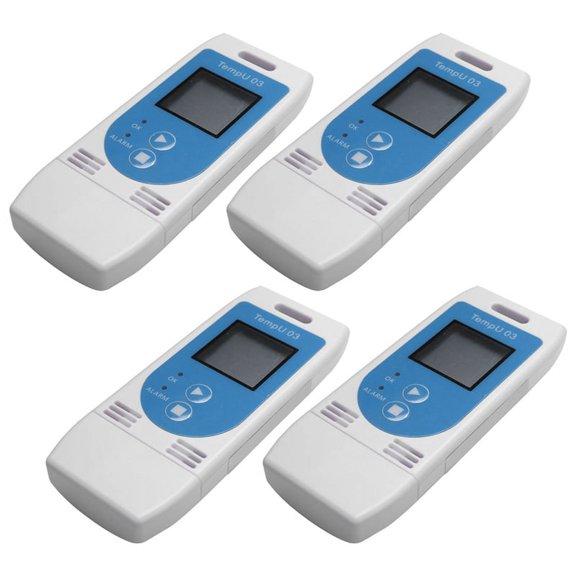 Lab and Field Use 4-Pack USB Temperature Humidity Logger, 89x36x16mm, 12,000 Memory, 0.1C, -30 to 60C, CSV PDF Export