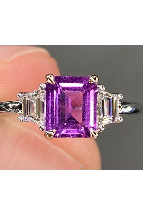 Lab created Purple Sapphire Ring Engagement Ring, Promise Ring Couple Ring